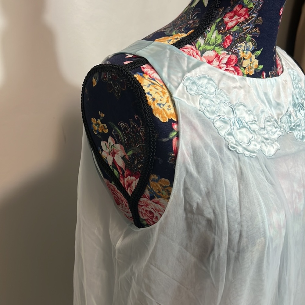 Vintage Soft Blue Lingerie Nightgown - Picture 4 of 7